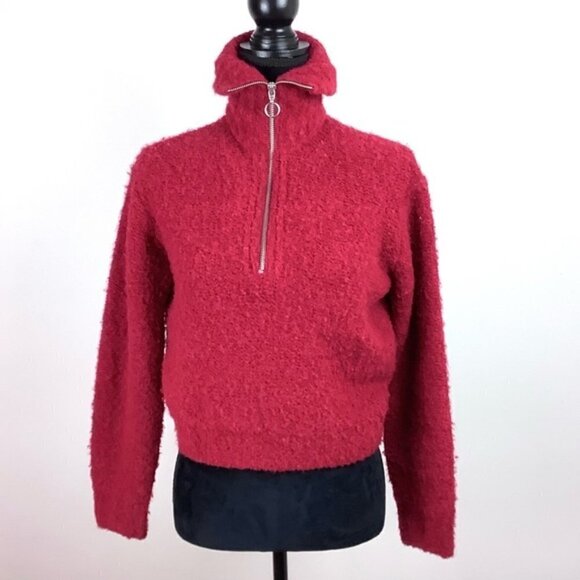 WILFRED GWYNETH RED ALPACA BLEND HALF ZIP SWEATER XXS - Picture 2 of 10